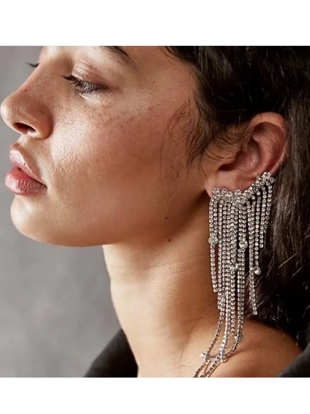 NWT Free People Comeback Kid Ear Party Fringe Dangle Earrings Silver
